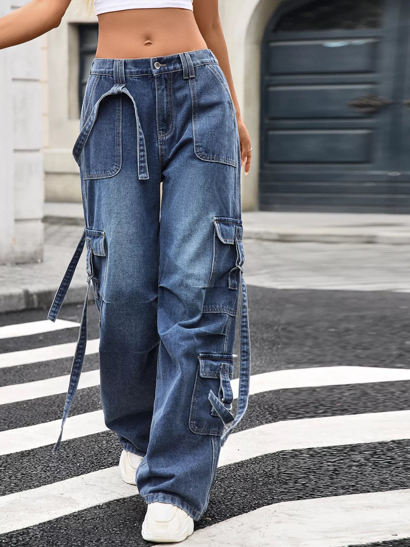Wide Leg Cargo Jeans 