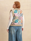 Plus Size Printed Sherpa Vest Coat 