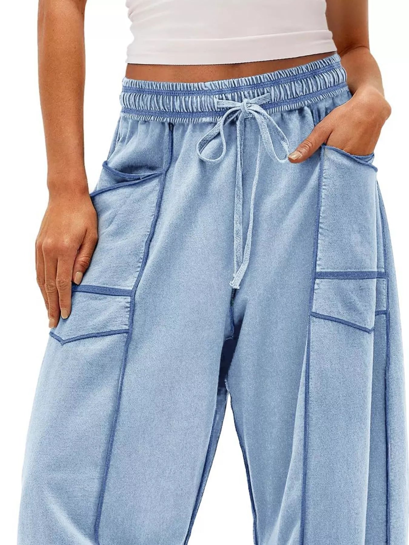 Drawstring Wide Leg Pants 