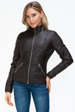 YMI Faux Layered Double-Zipper Jacket with Fuzzy Hood 