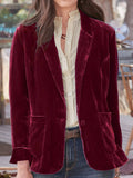 Pocketed Button Up Lapel Collar Blazer 