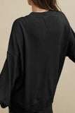 Side Slit Round Neck Long Sleeve Sweatshirt 