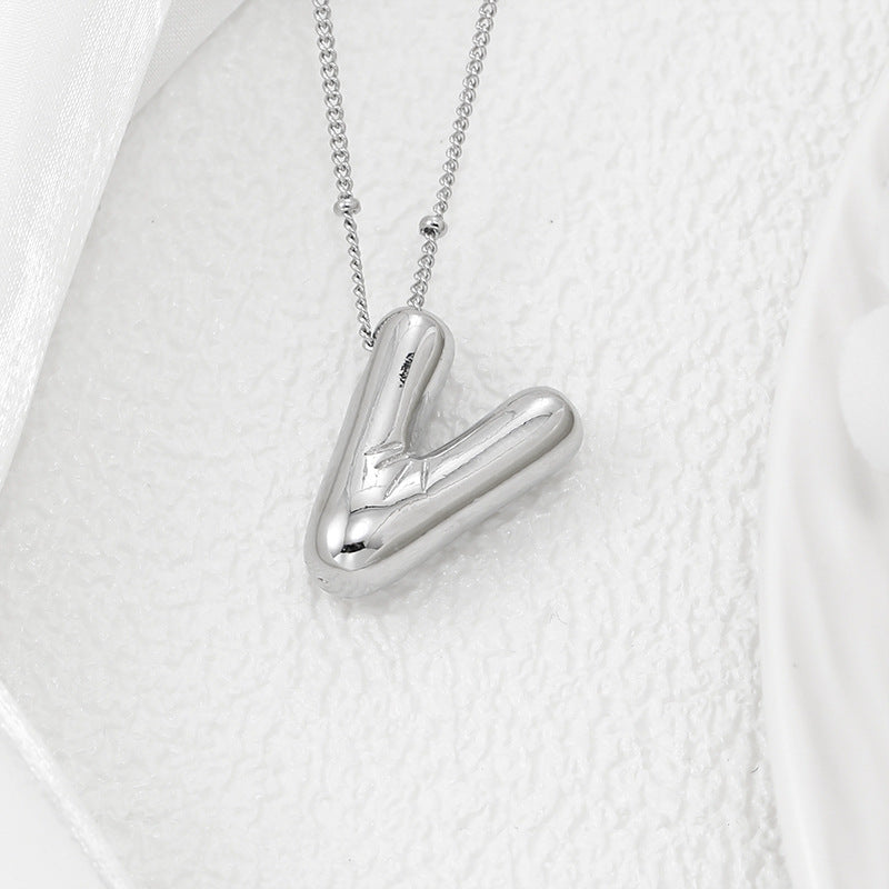 Copper Bubble Letter Pendant Necklace 