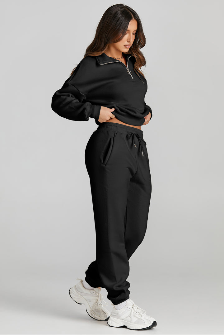 Quarter Zip Top and Drawstring Pants Active Set 