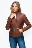 YMI Faux Layered Double-Zipper Jacket with Fuzzy Hood 