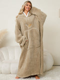 Pocketed Contrast Long Sleeve Hooded Lounge Dress 