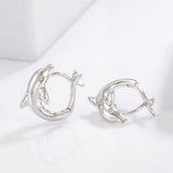 925 Sterling Silver Zircon Dolphin Earrings 