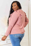 Double Take Square Neck Ruffle Shoulder Long Sleeve T-Shirt 