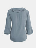 Full Size Ruffled V-Neck Flounce Sleeve Blouse 