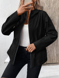 Ivy Lane Drawstring Zip Up Hooded Jacket 