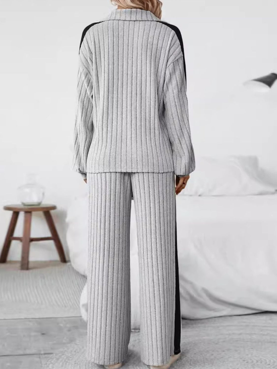 Plus Size Half Zip Long Sleeve Top and Pants Set 