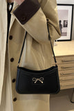 Bow Trim PU Leather Shoulder Bag 