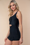 White Birch Full Size Sleeveless Tie Back Performance Knit Swim Dress 