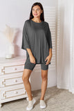 Basic Bae Full Size Soft Rayon Three-Quarter Sleeve Top and Shorts Set 