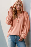 Double Take Full Size Half Button Long Sleeve Hoodie 