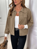 Perfee Collared Neck Button Down Jacket 