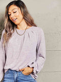 Mandy Long Flounce Sleeve Round Neck Blouse 