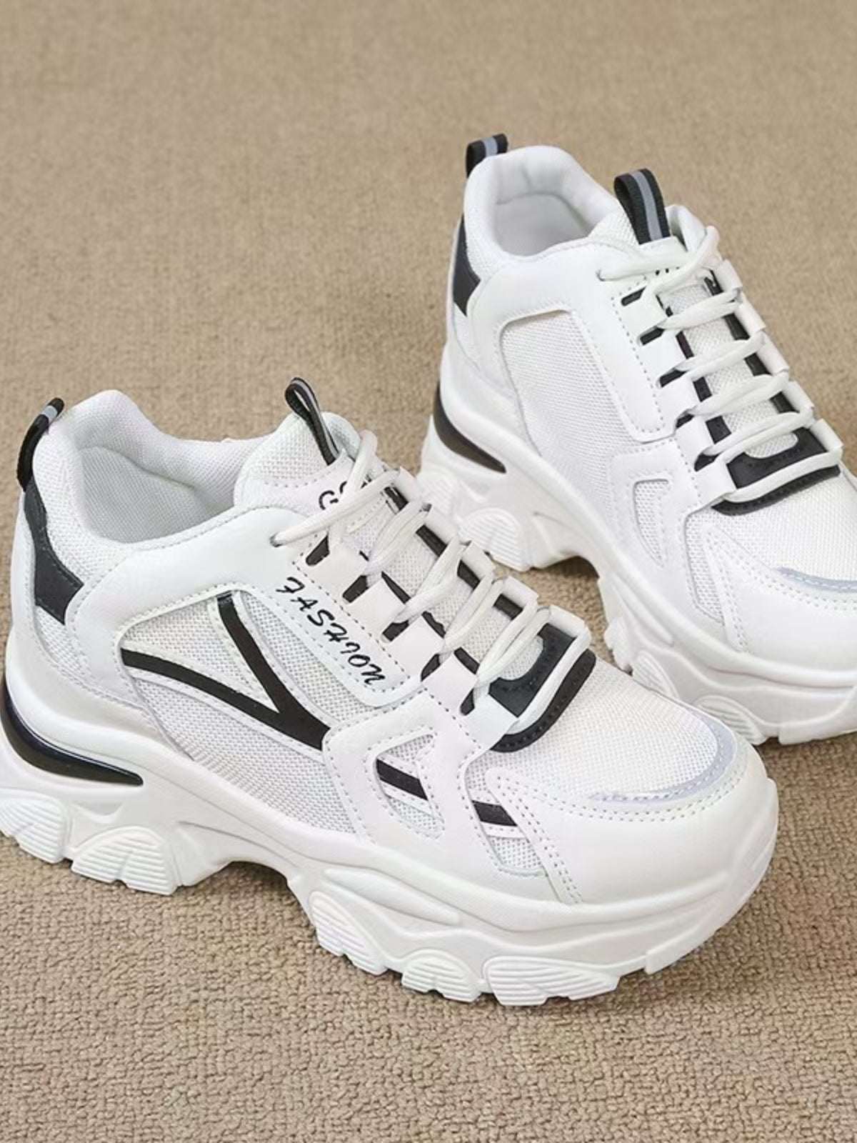 Mesh Lace Up Platform Sneakers 