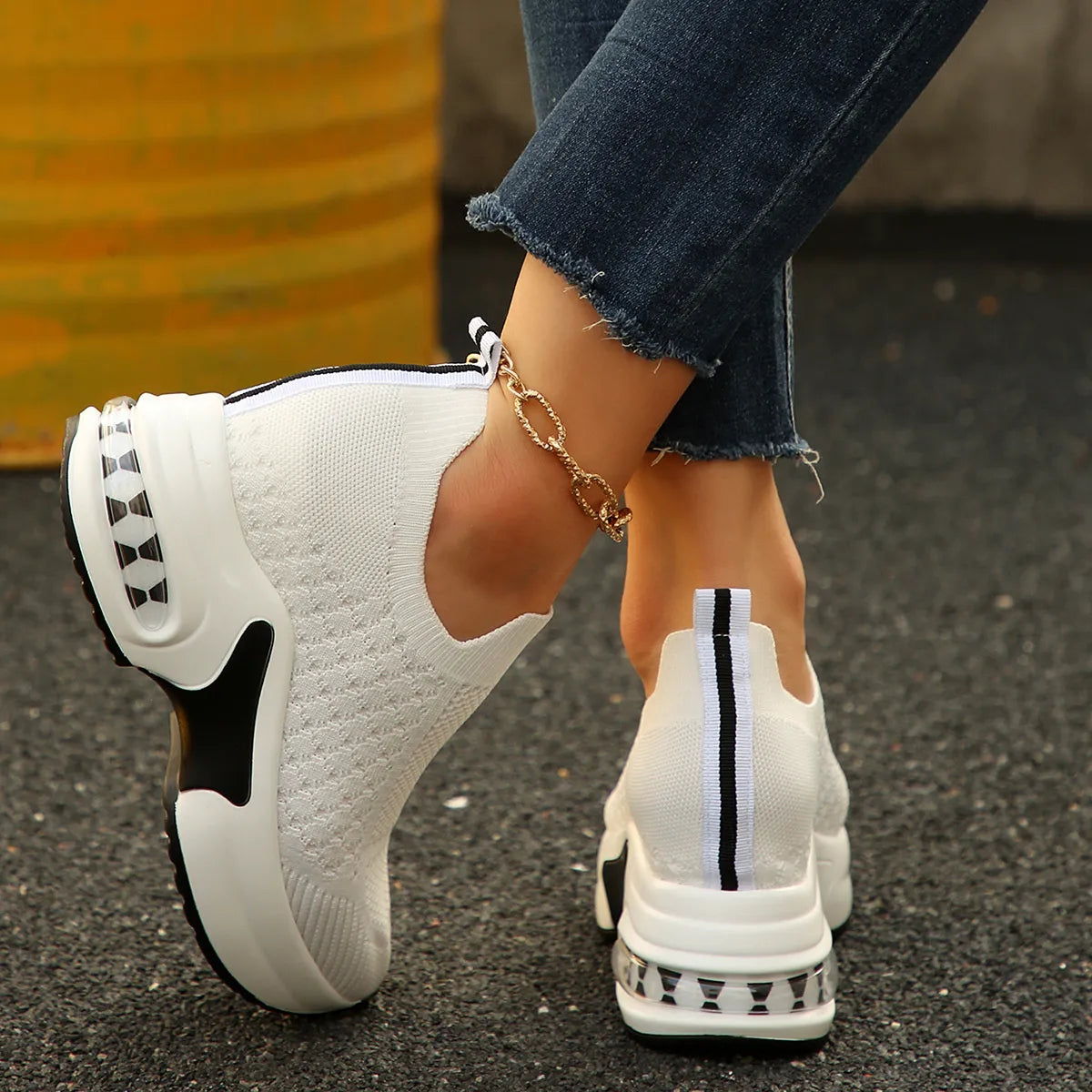 Breathable Mesh Platform Sneakers 