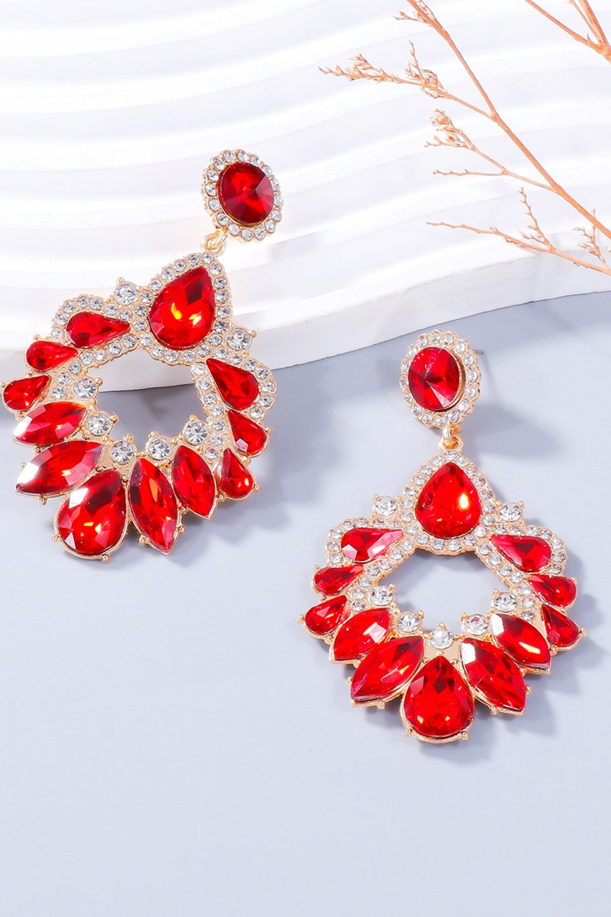 Alloy Rhinestone Dangle Earrings 