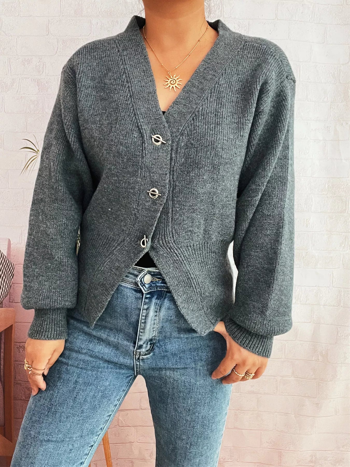 Button Up Long Sleeve Cardigan 