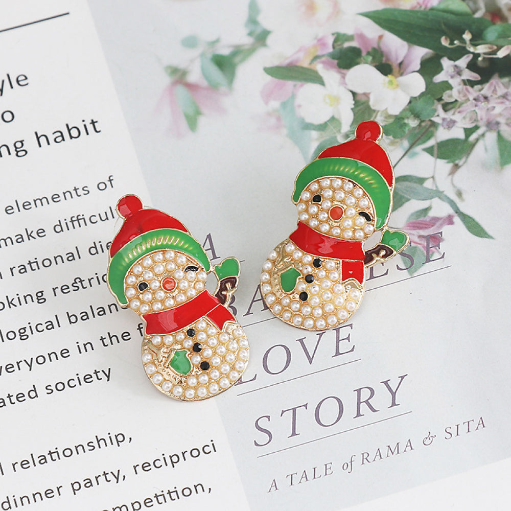 Snowman Rhinestone Alloy Earrings 