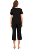V-Neck Short Sleeve Top and Pants Lounge Set Lingerie & Nightwear