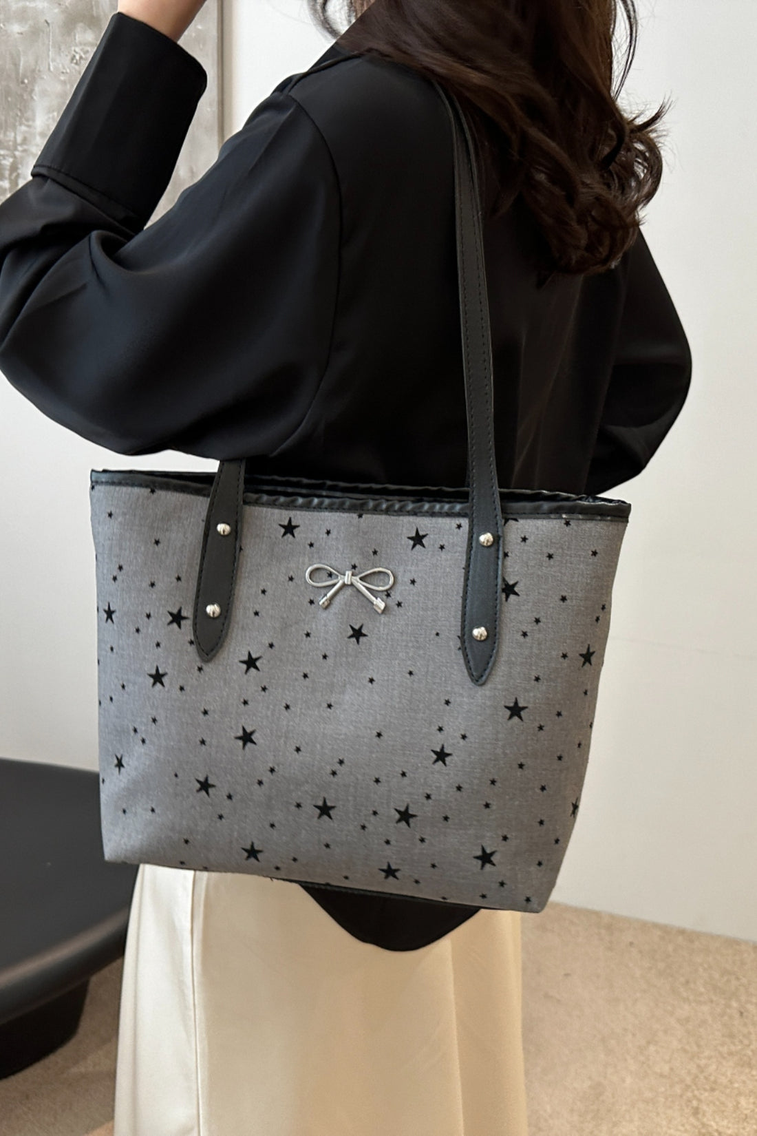 Bow Trim Polyester Tote Bag 