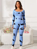 Scoop Neck Long Sleeve Active Jumpsuit 