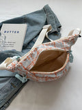 Contrast Plaid Polyester Crossbody Bag 