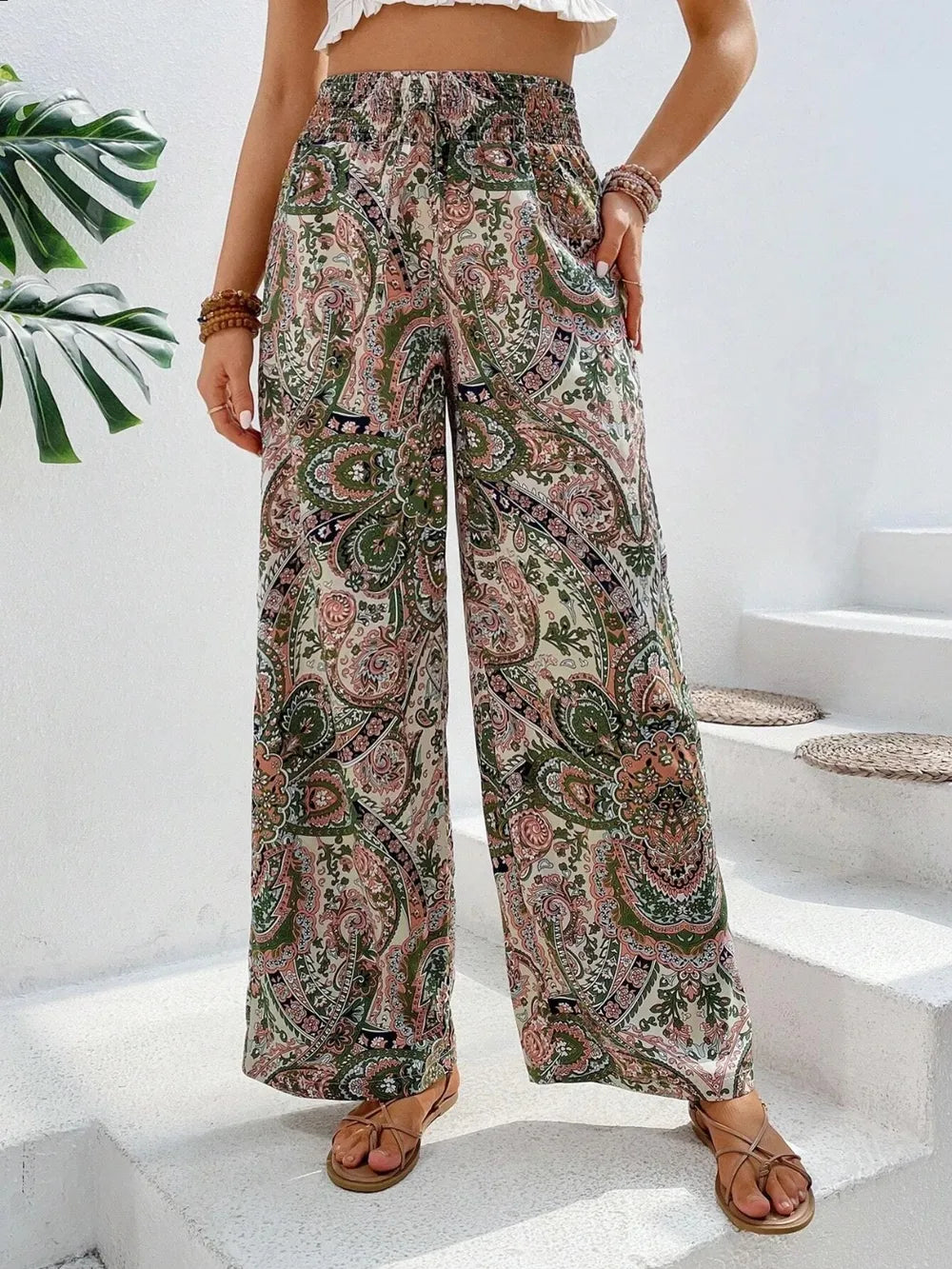 Printed Wide Leg Pants 