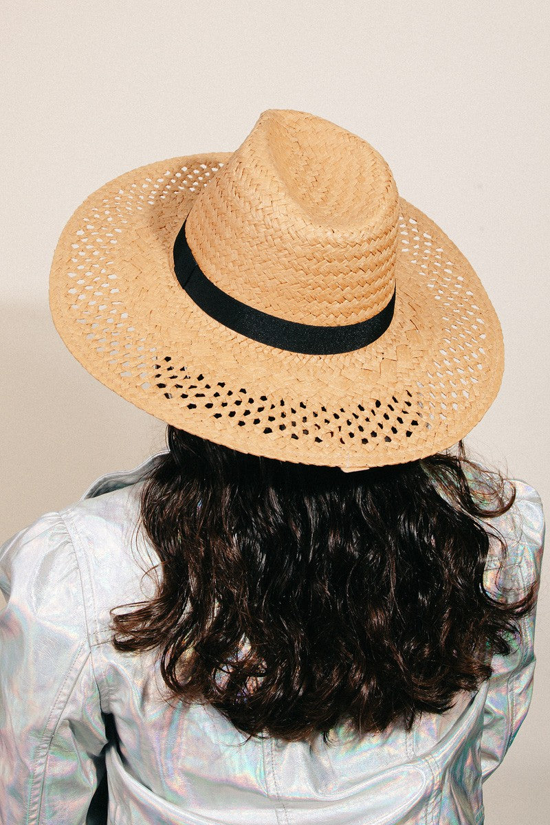 Fame Basket Weave Straw Sun Hat 