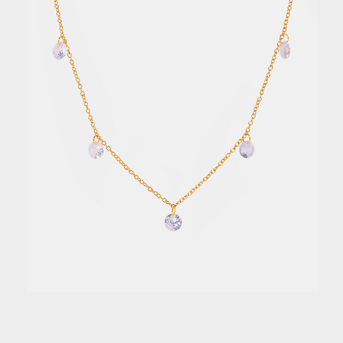 Stainless Steel Rhinestone Charm Necklace 