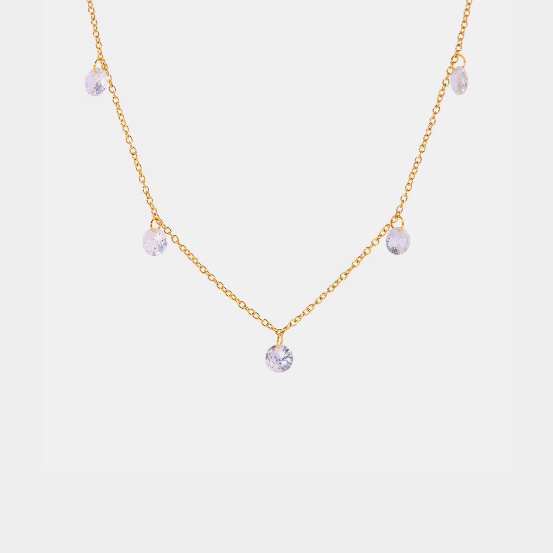 Stainless Steel Rhinestone Charm Necklace 