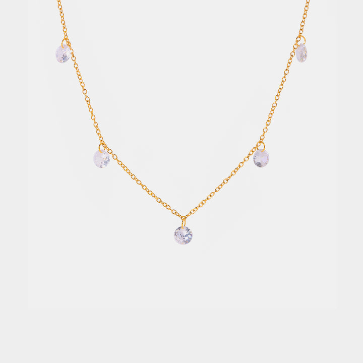 Stainless Steel Rhinestone Charm Necklace 