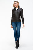YMI Faux Layered Double-Zipper Jacket with Fuzzy Hood 