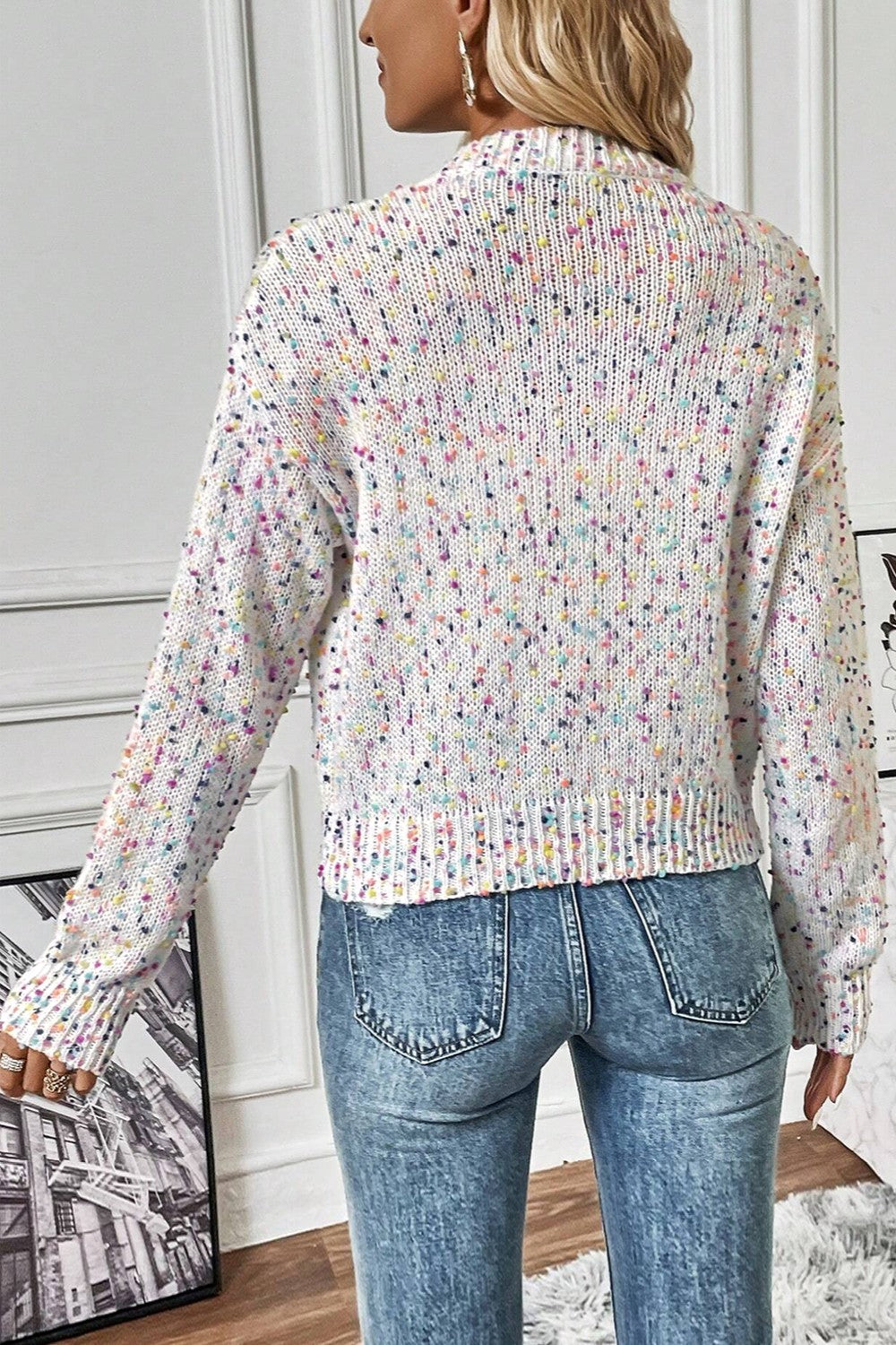 Confetti Button Up Long Sleeve Cardigan 
