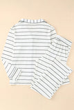 Striped V-Neck Long Sleeve Top and Pants Lounge Set Lingerie & Nightwear