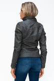 YMI Faux Layered Double-Zipper Jacket with Fuzzy Hood 