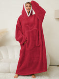 Pocketed Contrast Long Sleeve Hooded Lounge Dress 