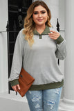 Plus Size Striped Half Snap Long Sleeve Blouse 