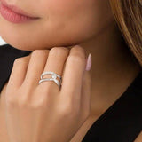 Twisted Inlaid Zircon Double-layered Ring 