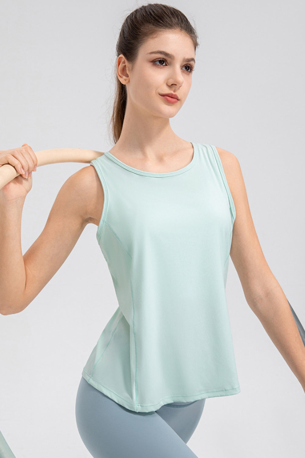 Wide Strap Round Neck Active Tank 
