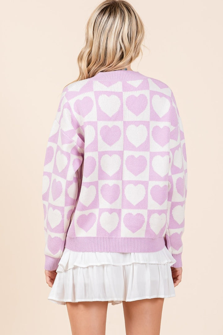 Mittoshop Checkered Heart Button Down Cardigan 