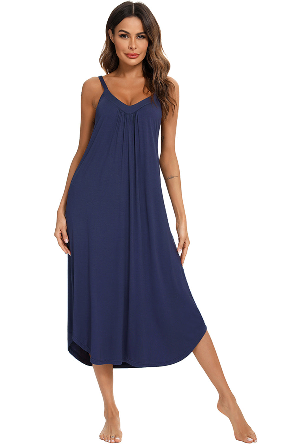 V-Neck Midi Lounge Dress 