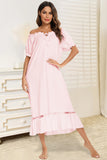 Lace Detail Short Sleeve Lounge Dress 