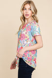 BOMBOM Floral Short Sleeve T-Shirt 