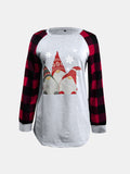 Full Size Graphic Plaid Round Neck Long Sleeve T-Shirt 