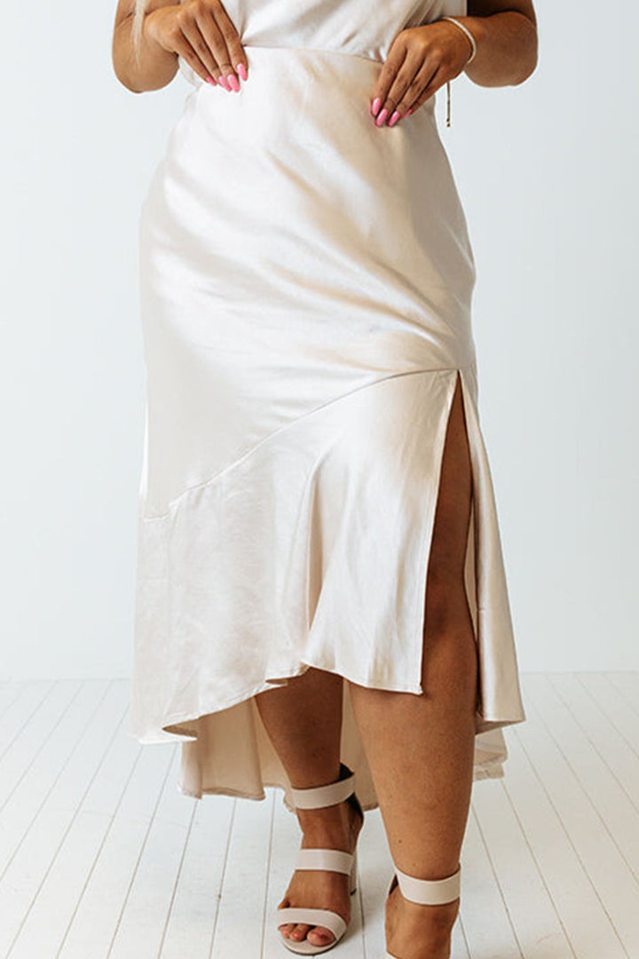 Plus Size Slit Ruffled Skirt 