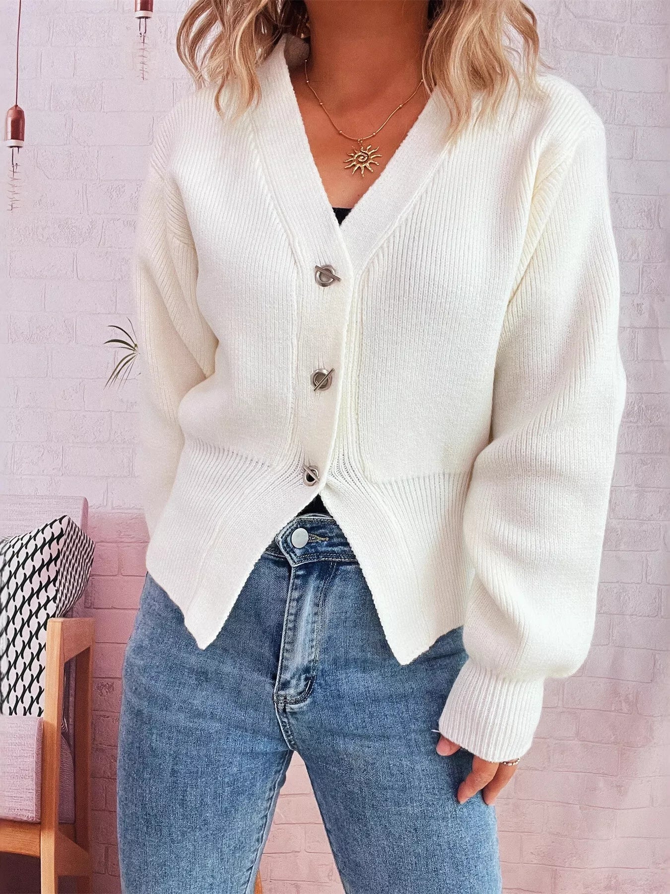 Button Up Long Sleeve Cardigan 